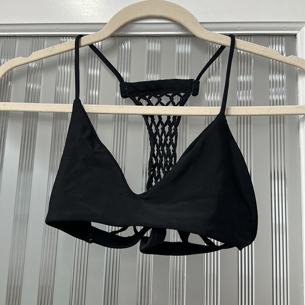 Black Mikoh Bikini Top, with beautiful detail. size M